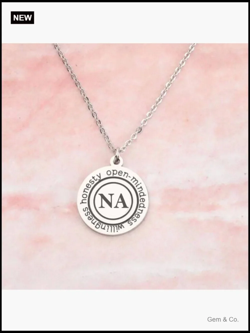 Addiction Recovery Symbol Necklace - Sobriety Gift - Pendant